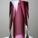 Faceted submerged vase Murano pink glass and crystal from the 1950s-60s.