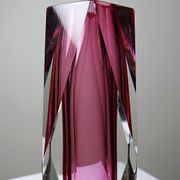 Faceted submerged vase Murano pink glass and crystal from the 1950s-60s.