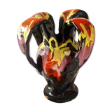 Multicolored flamed ceramic vase Vallauris
