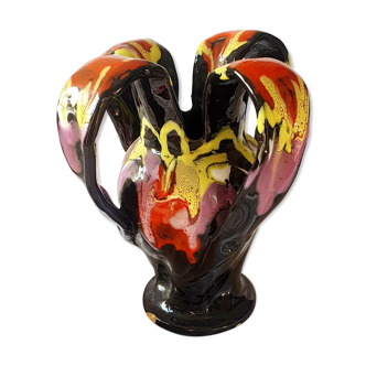 Vase céramique flammée multicolore Vallauris