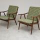 Paire de fauteuils boomerang vert fleur Antonin Suman pour Ton (Thonet)