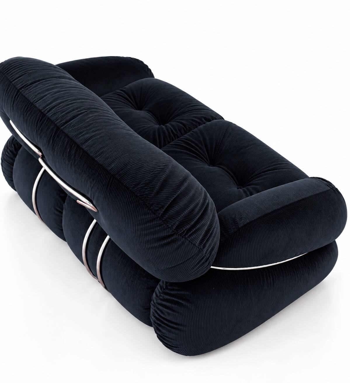 “Okay” 2-seater sofa by Adriano Piazzesi, Italy, 1970s – newly upholstered in black Prada velvet