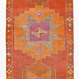 Orange & Pink Oushak Runner Rug, 103x325Cm