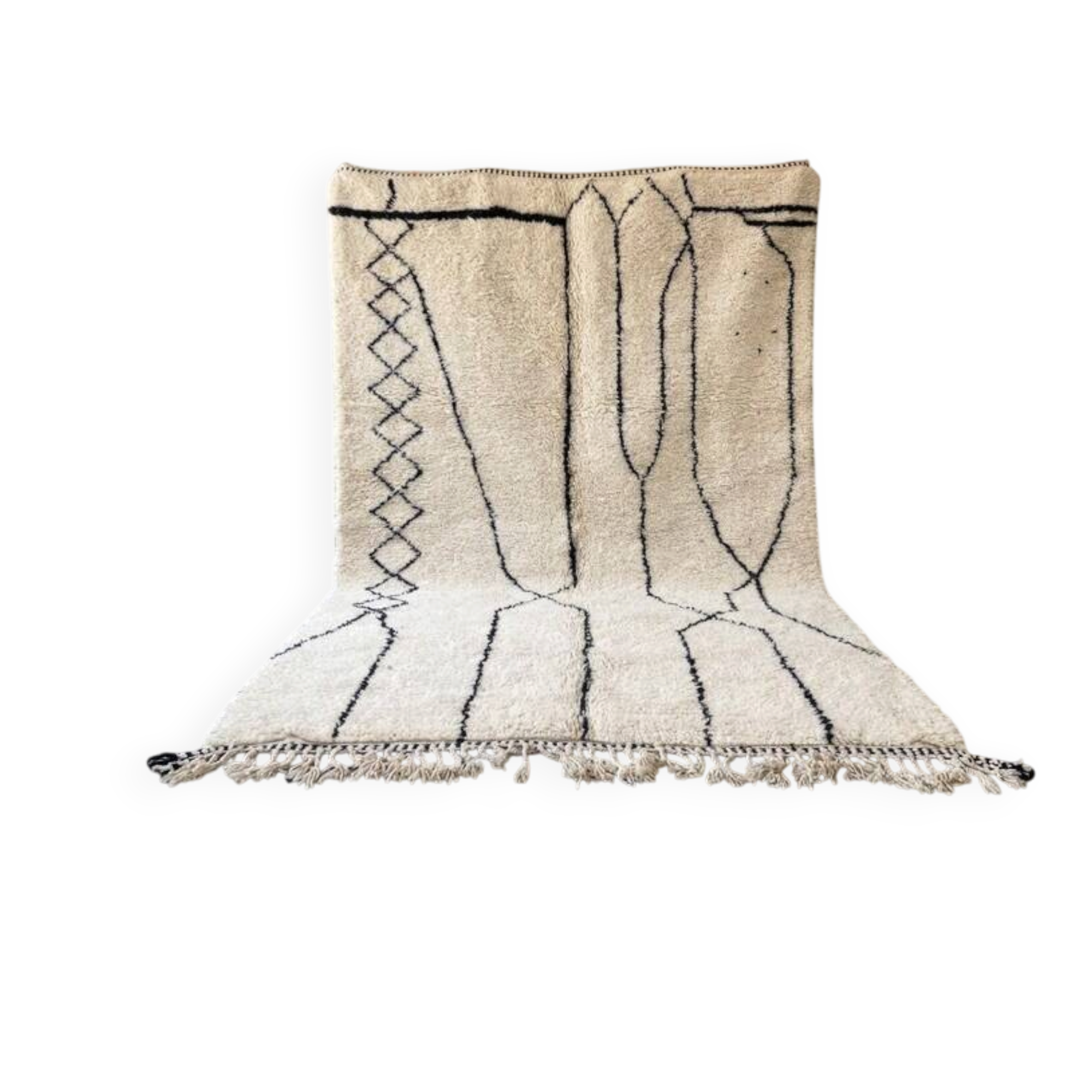 Ecru Moroccan rug with geometric patterns 200cm x 300cm