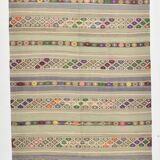 4x8 Soft Pastel Green Vintage Kilim Rug, 139x241Cm SK 33042