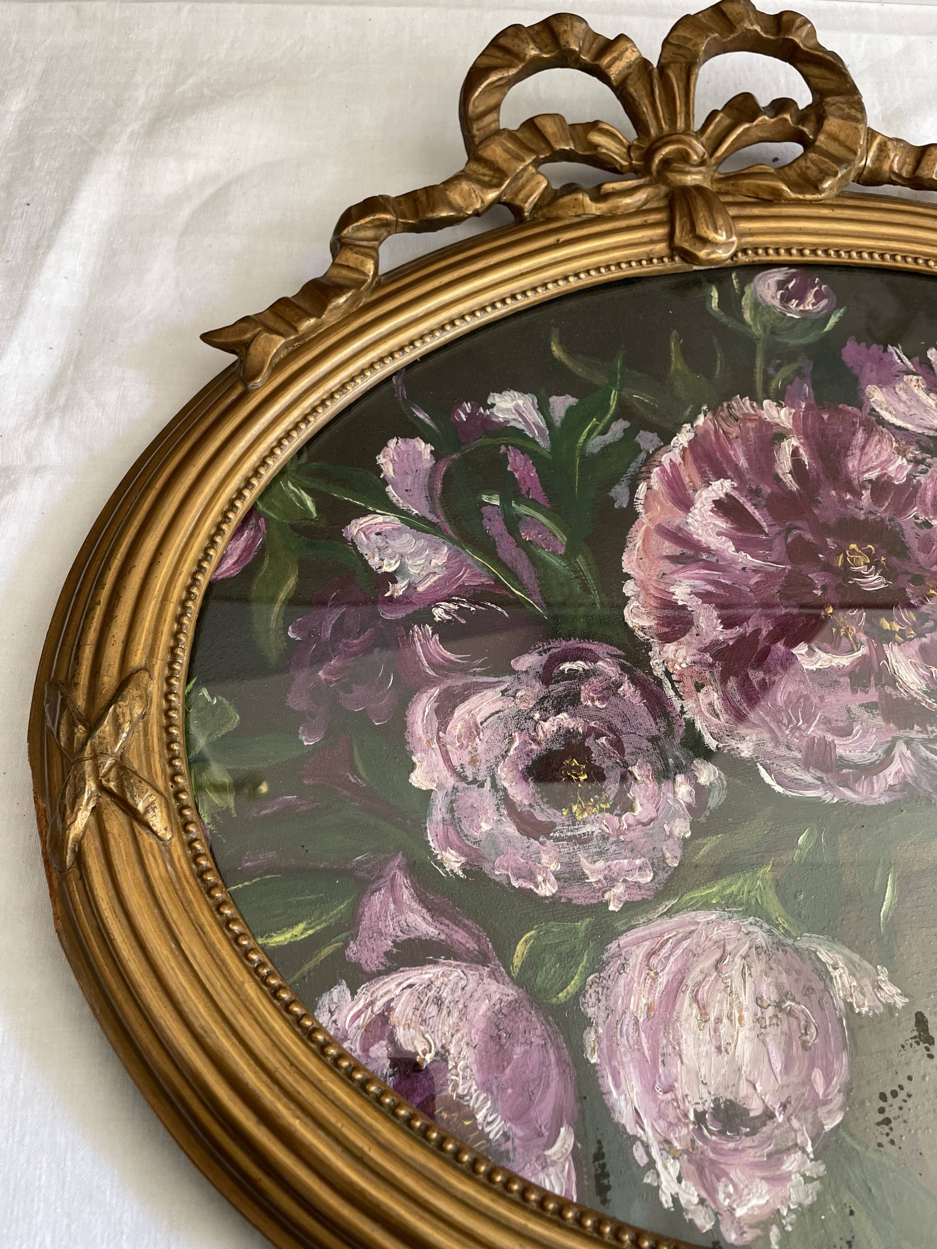 Oval flowery painting