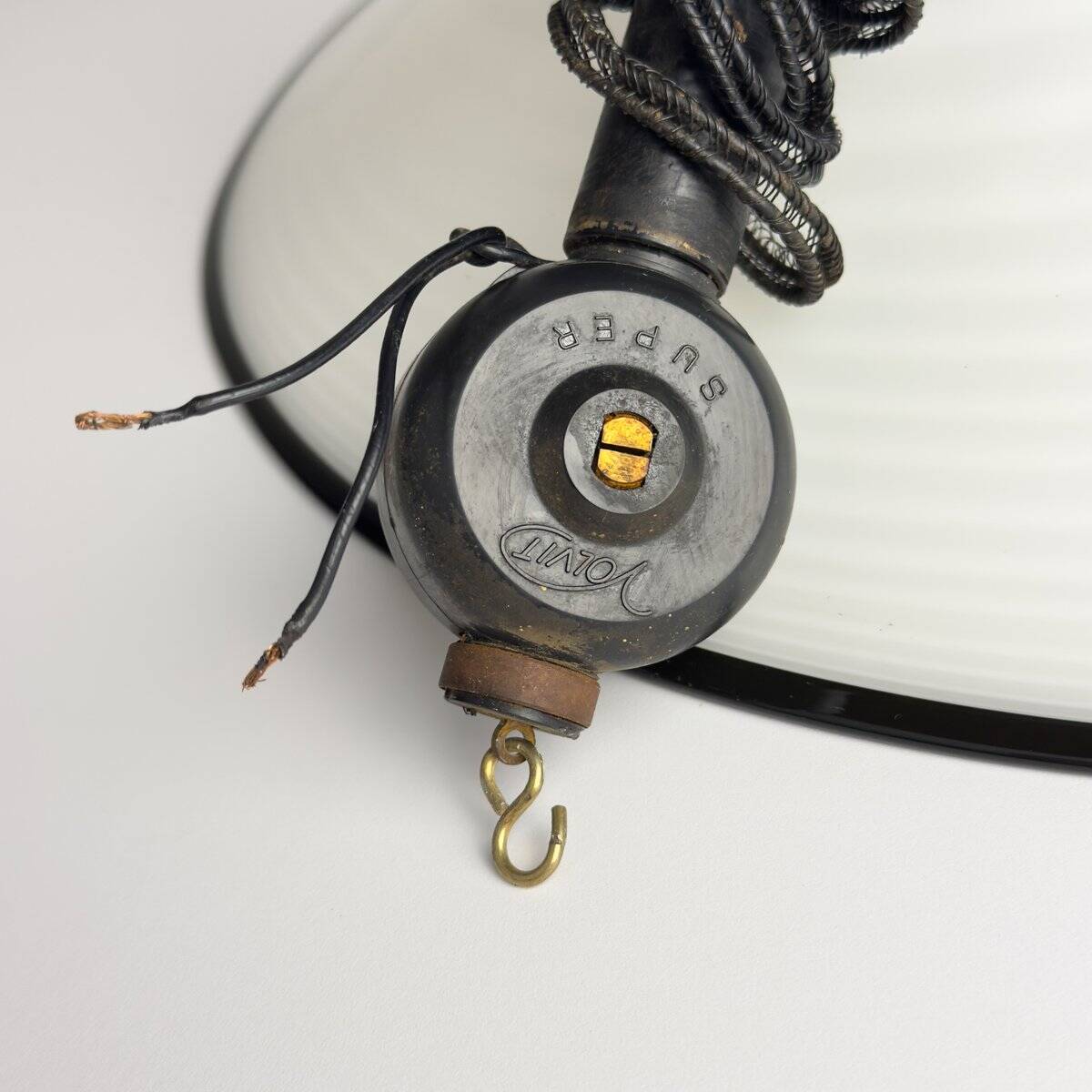 Vintage swirling glass pendant lamp from Murano, Italy, 1970s.