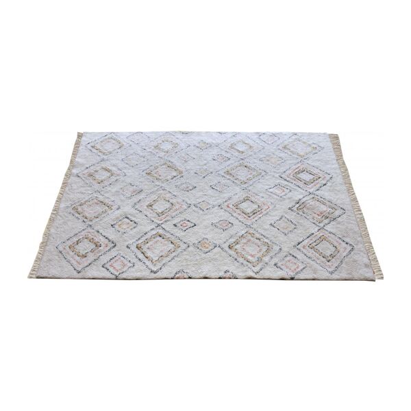 Tapis berbere 190x290 cm blanc motifs colorés