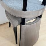 Art Deco Chairs in Black Lacquer & Grey Alcantara, France, 1930s, Set of 6