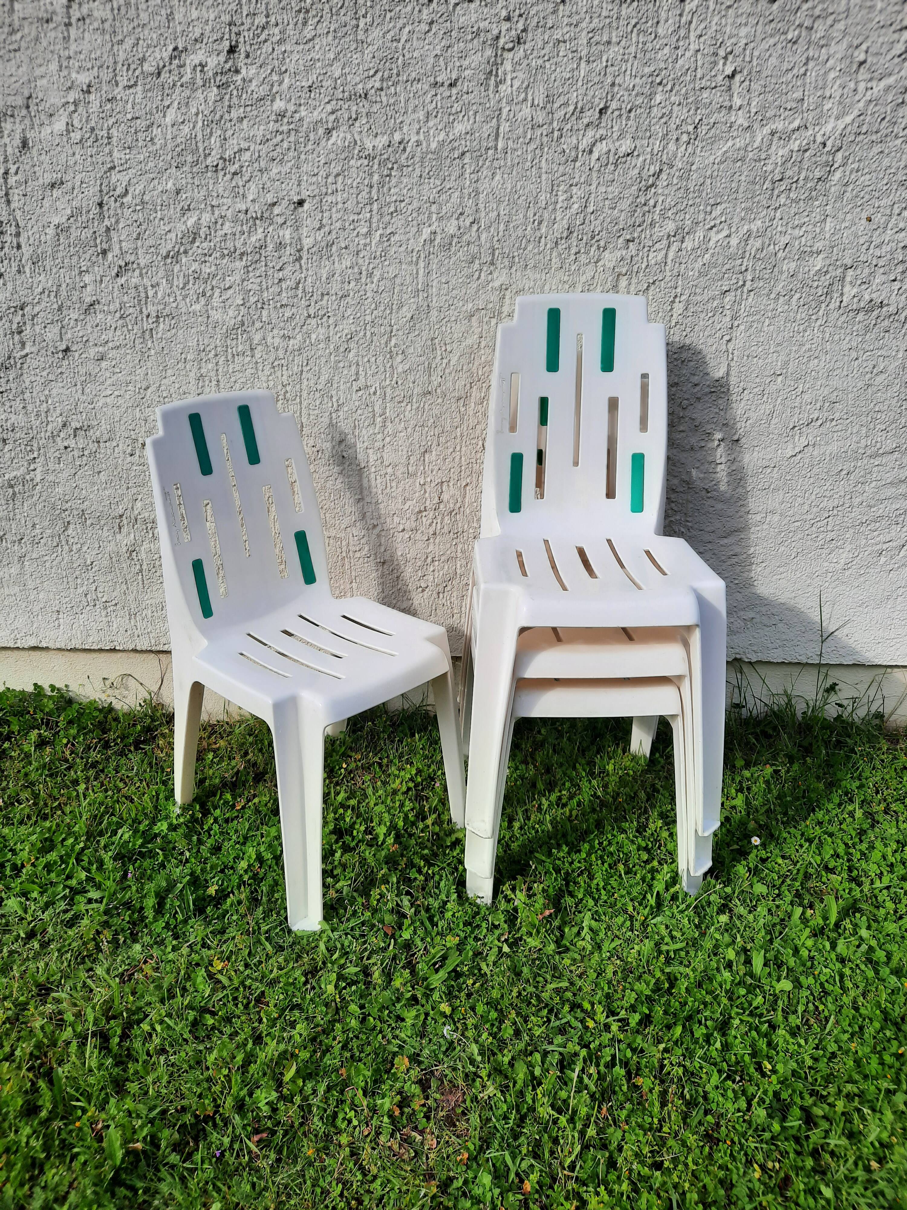 Series of four garden chairs model Samba by Pierre Paulin for Henri Massonnet stamp edition