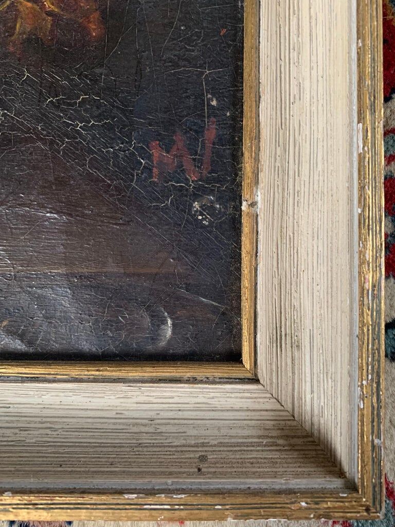 "Still Life with Flowers" Oil on canvas hand painted French School 19th century