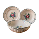Lot de 2 plats ronds et d’1 saladier en faïence St Clément peints à la main