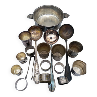 Egg cups, ladles, timpani. christofle, ercuis, sfam. silver plated.