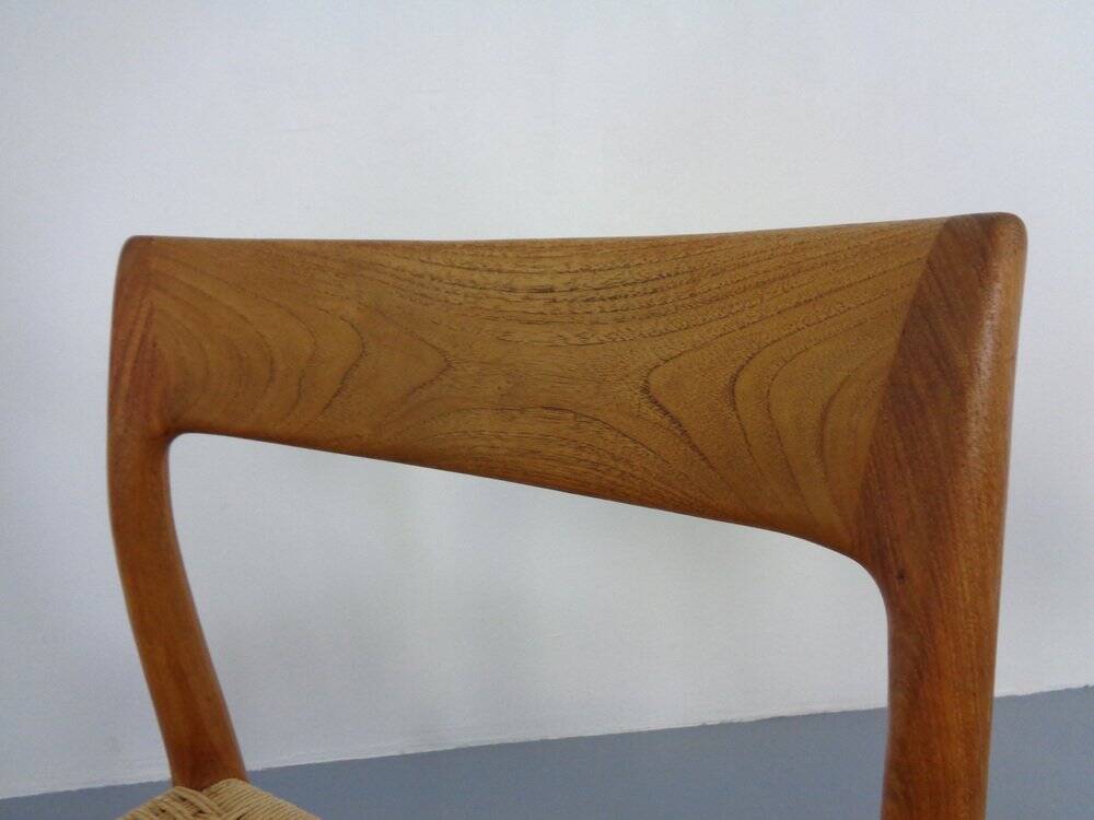 Model 77 Dining Chair in Teak and Papercord by Niels Otto Møller for J.L. Møllers, 1960s