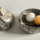 Vintage Marble Chicken with Eggs Sculpture