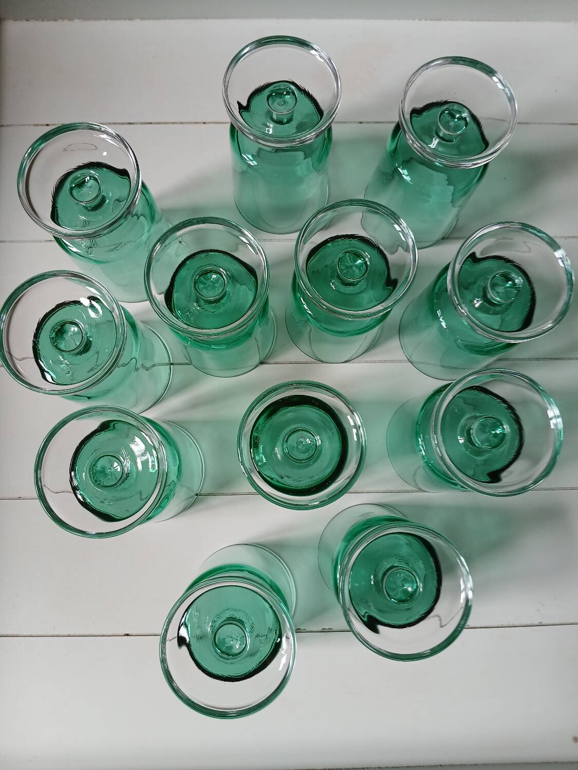 12 vintage stemmed glasses