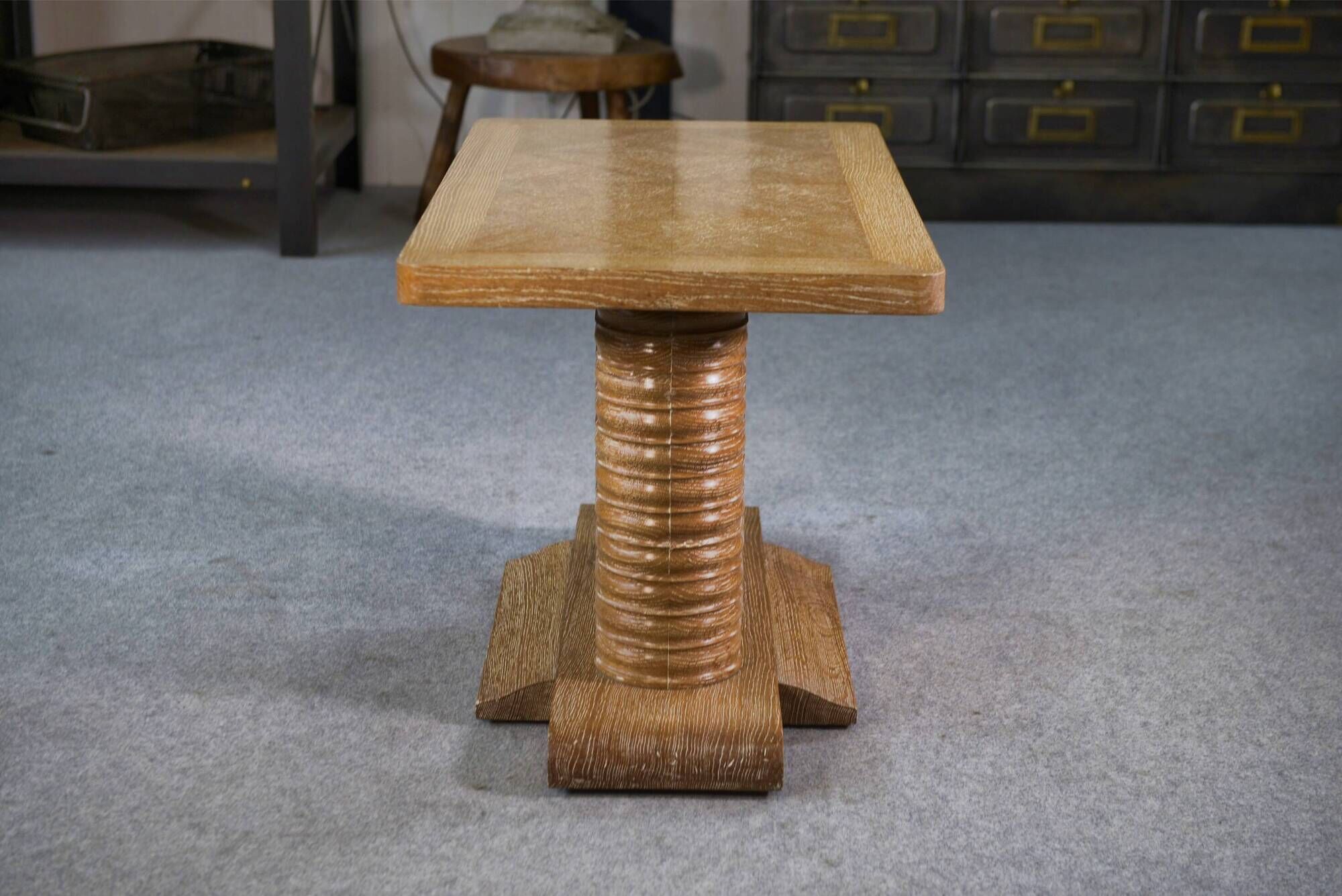 Oak side table attributed to Gaston Poisson, 1960s.