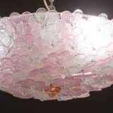 Charming Large Size Murano Ceiling Light Pink Flower by Seguso for Venini,