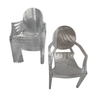 Set of 6 Starck Louis Ghost chairs by Kartell