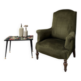 Green velvet tub chair