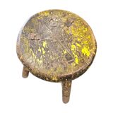 Primitive wooden tripod stool / height 52 cm