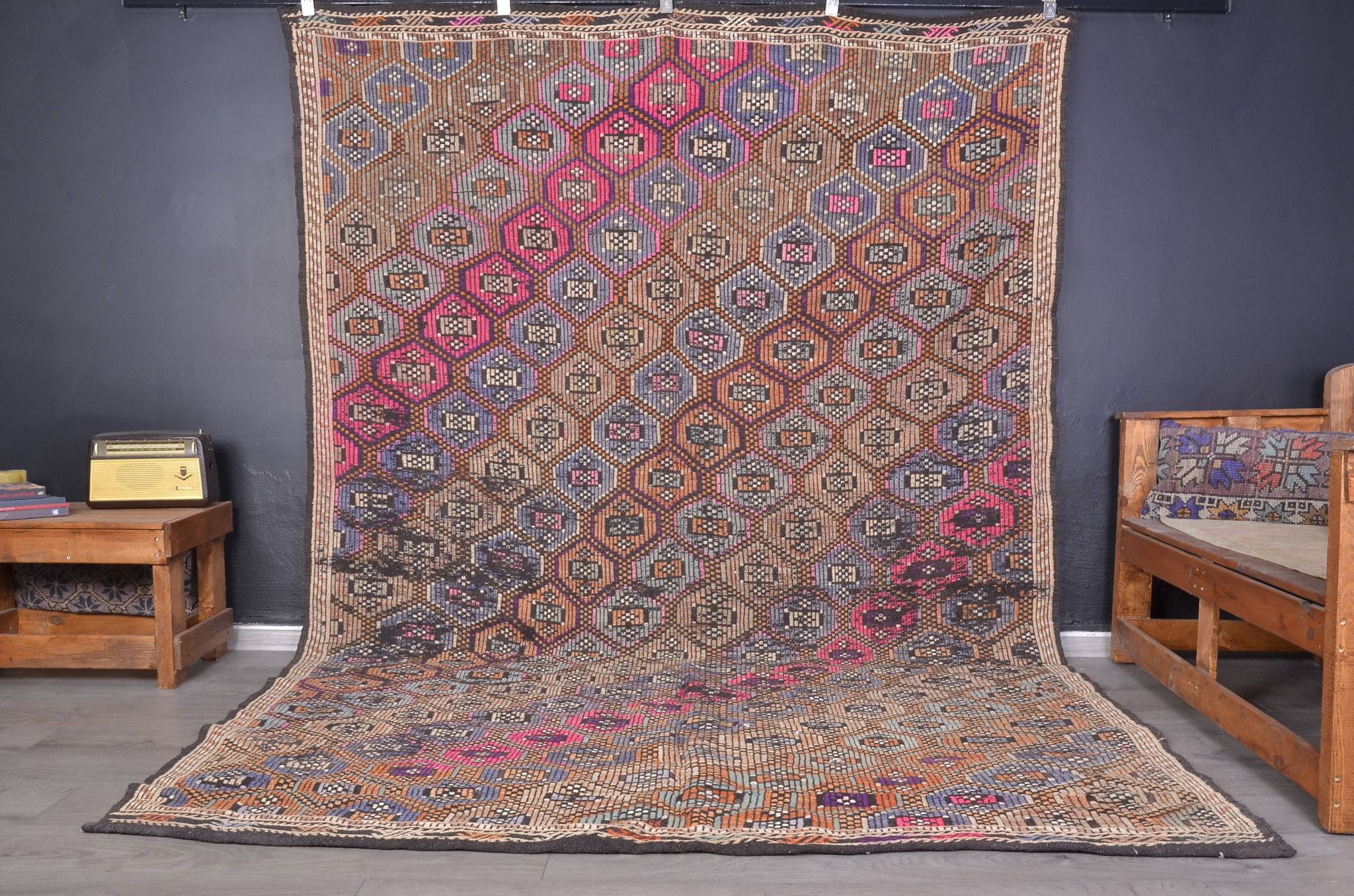 Tapis Kilim multicolore Oushak sku c258