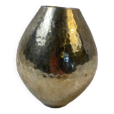 Hammered silver metal vase