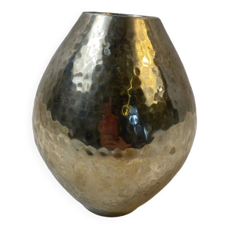 Hammered silver metal vase