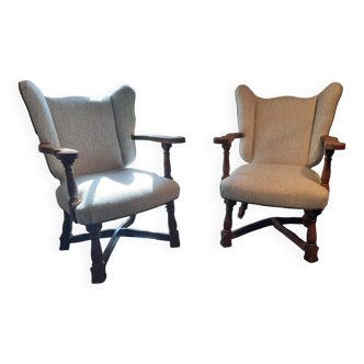 Fauteuils écru beige