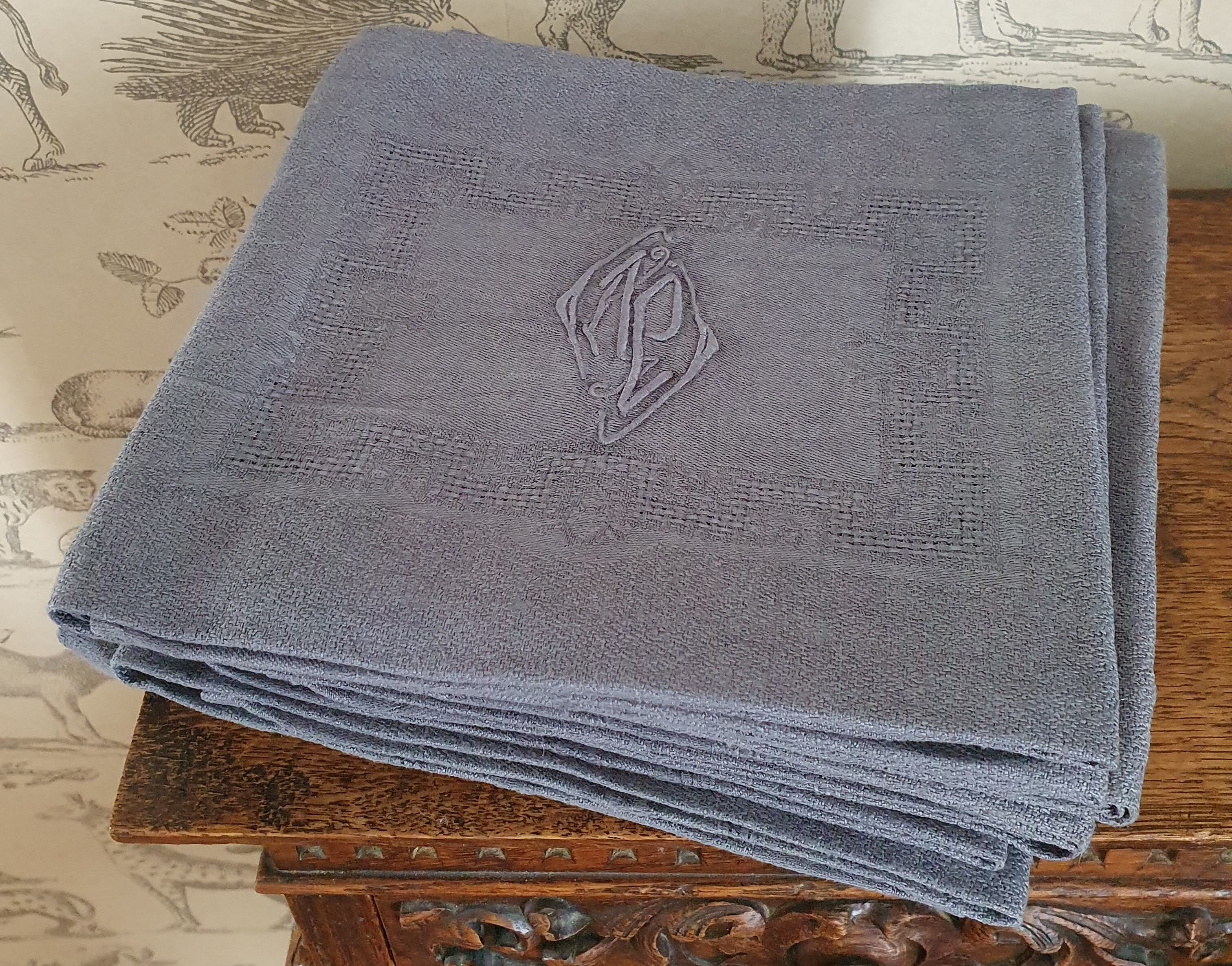 Set de 10 serviettes de table anciennes