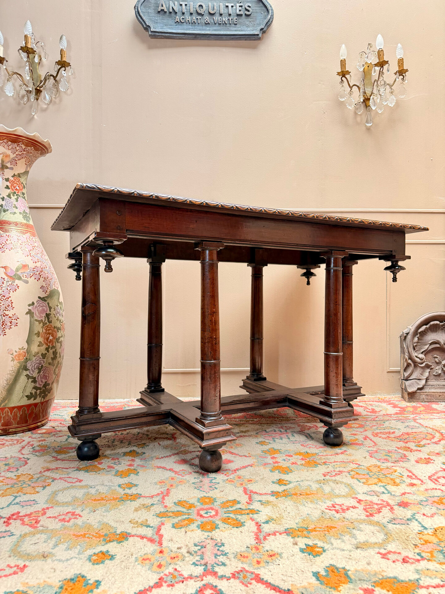 TABLE RENAISSANCE EN CROIX DE LORRAINE EN NOYER XVIII EME SIÈCLE