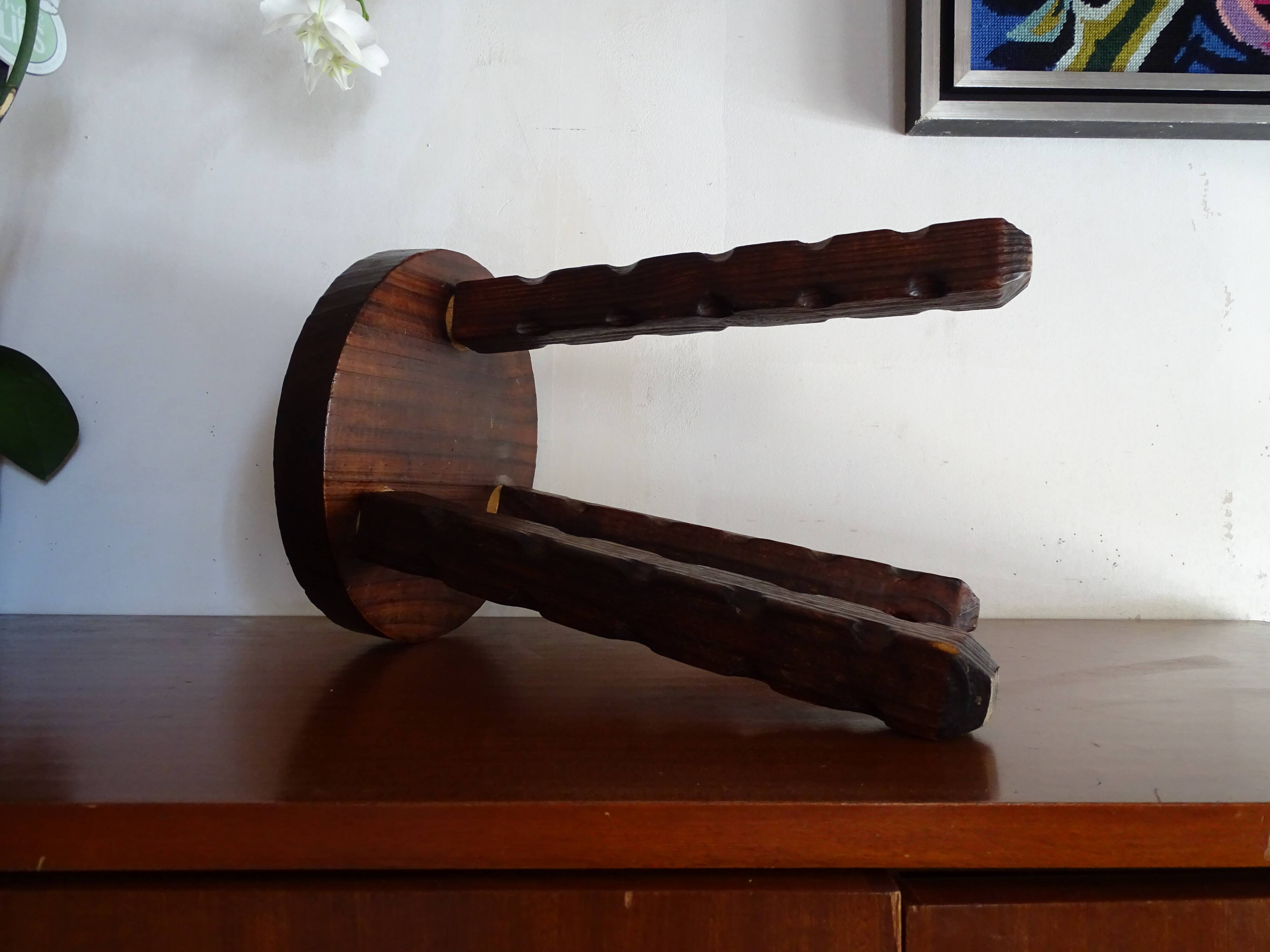 Stool feet tripod brutalist wood