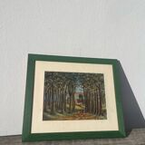 Peinture ancienne paysage breton cadre bois