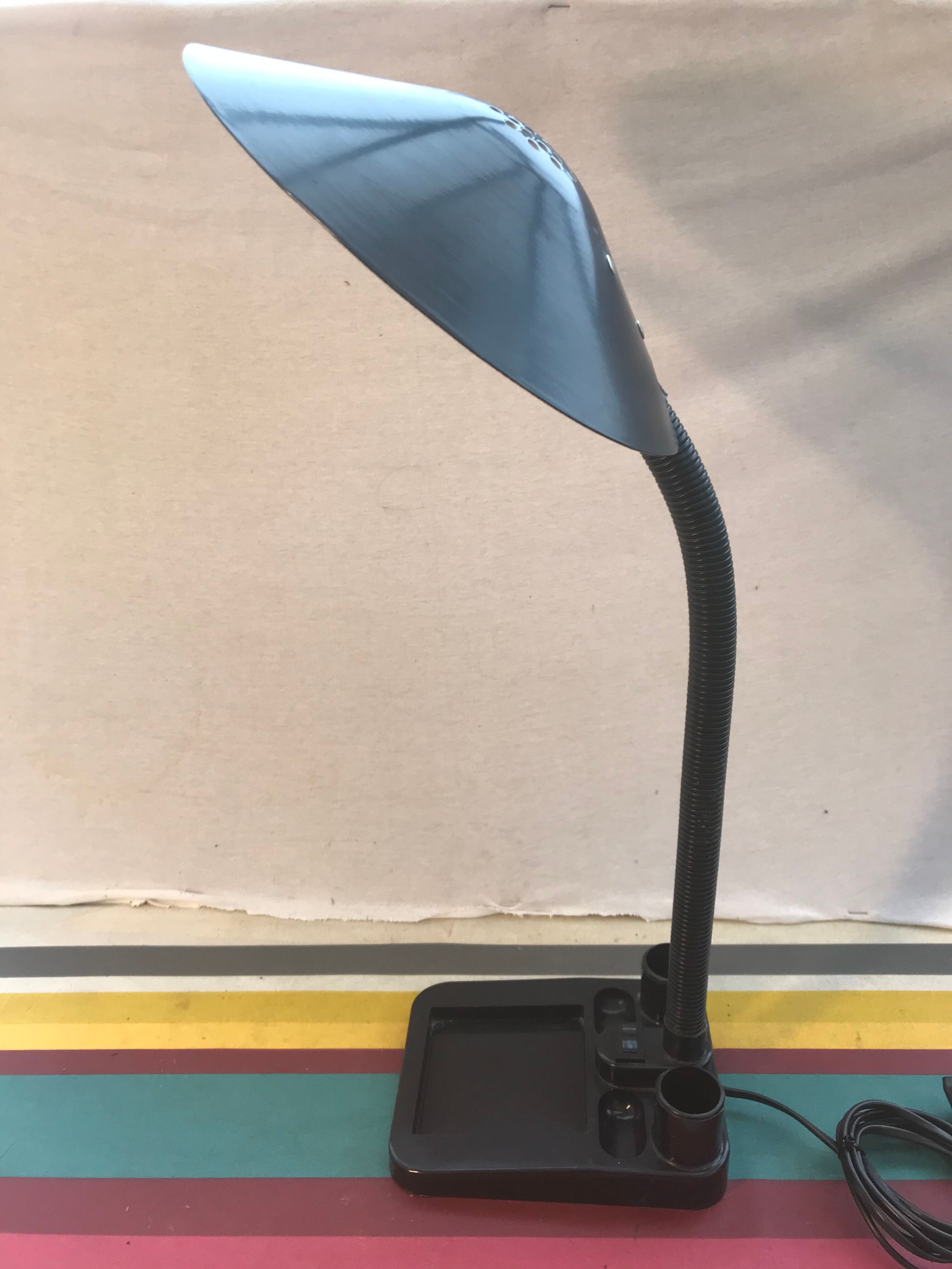 Aluminor metal storage office lamp - black flexible arm vintage 80s