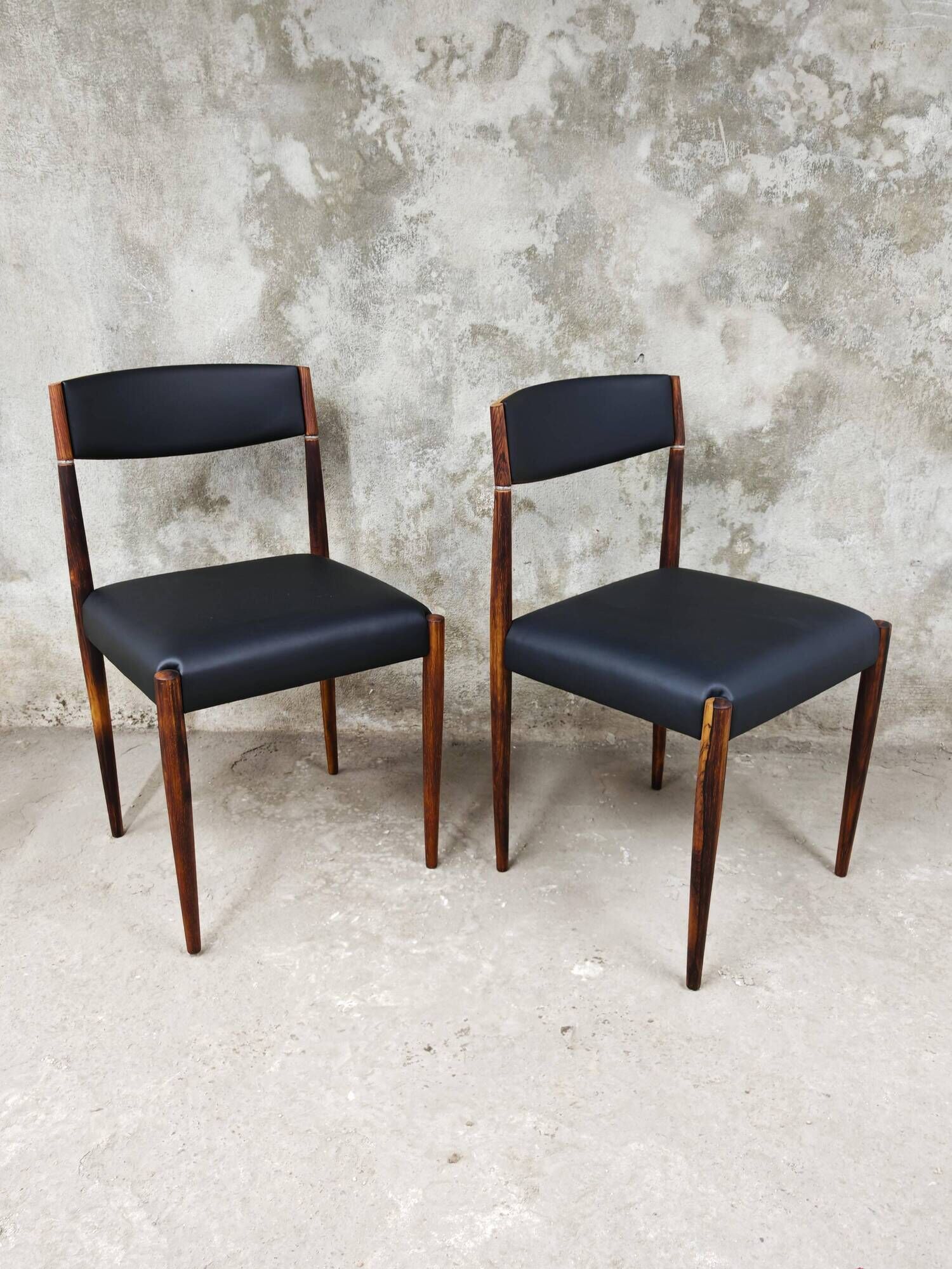 Paire de chaises salle à manger MCM palissandre cuir Danemark 1960