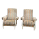 2 Louis XVI bergère armchairs in solid wood with beige and blue embroidered fabric.