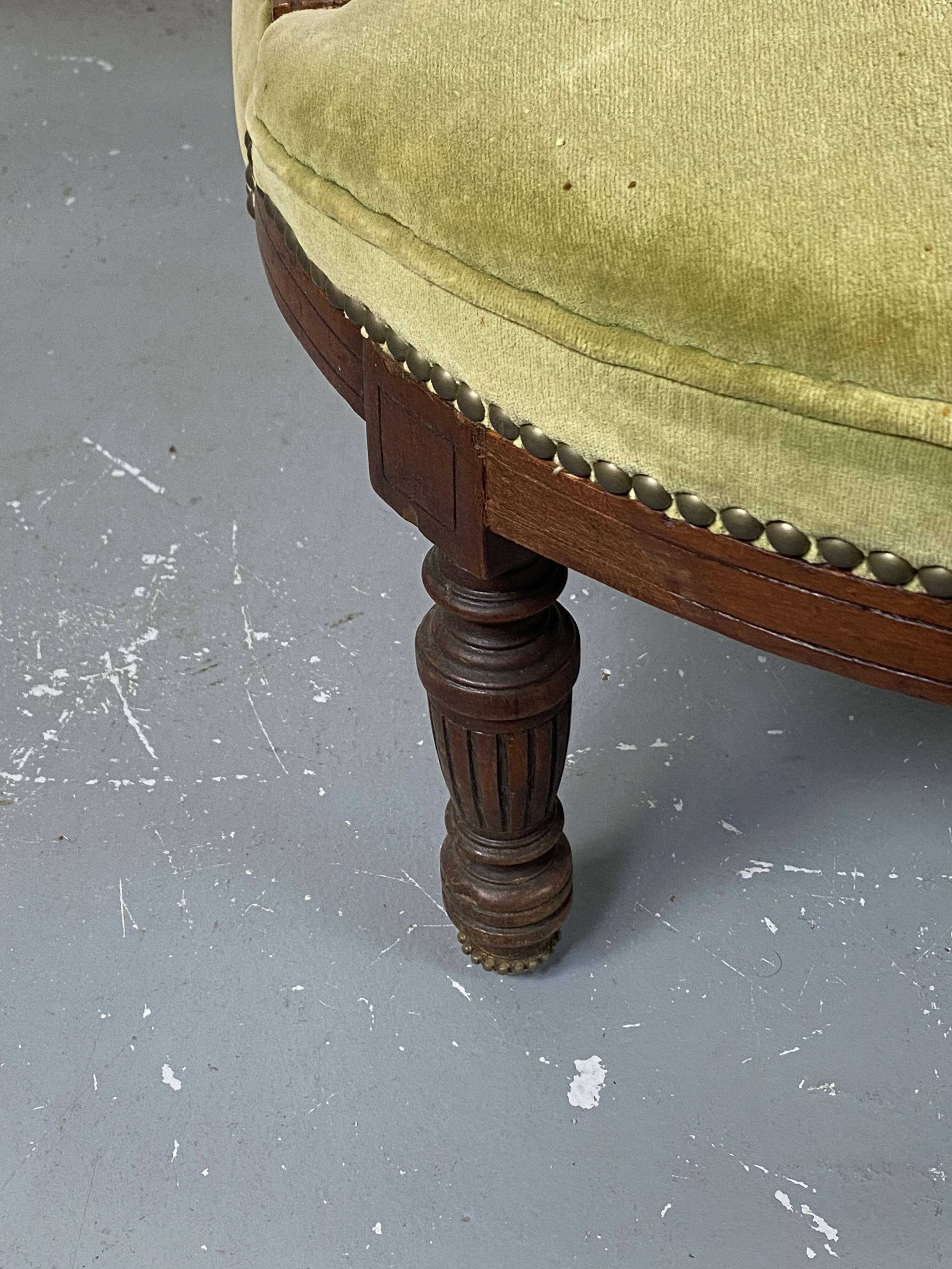 Fauteuil empire velours vert ancien