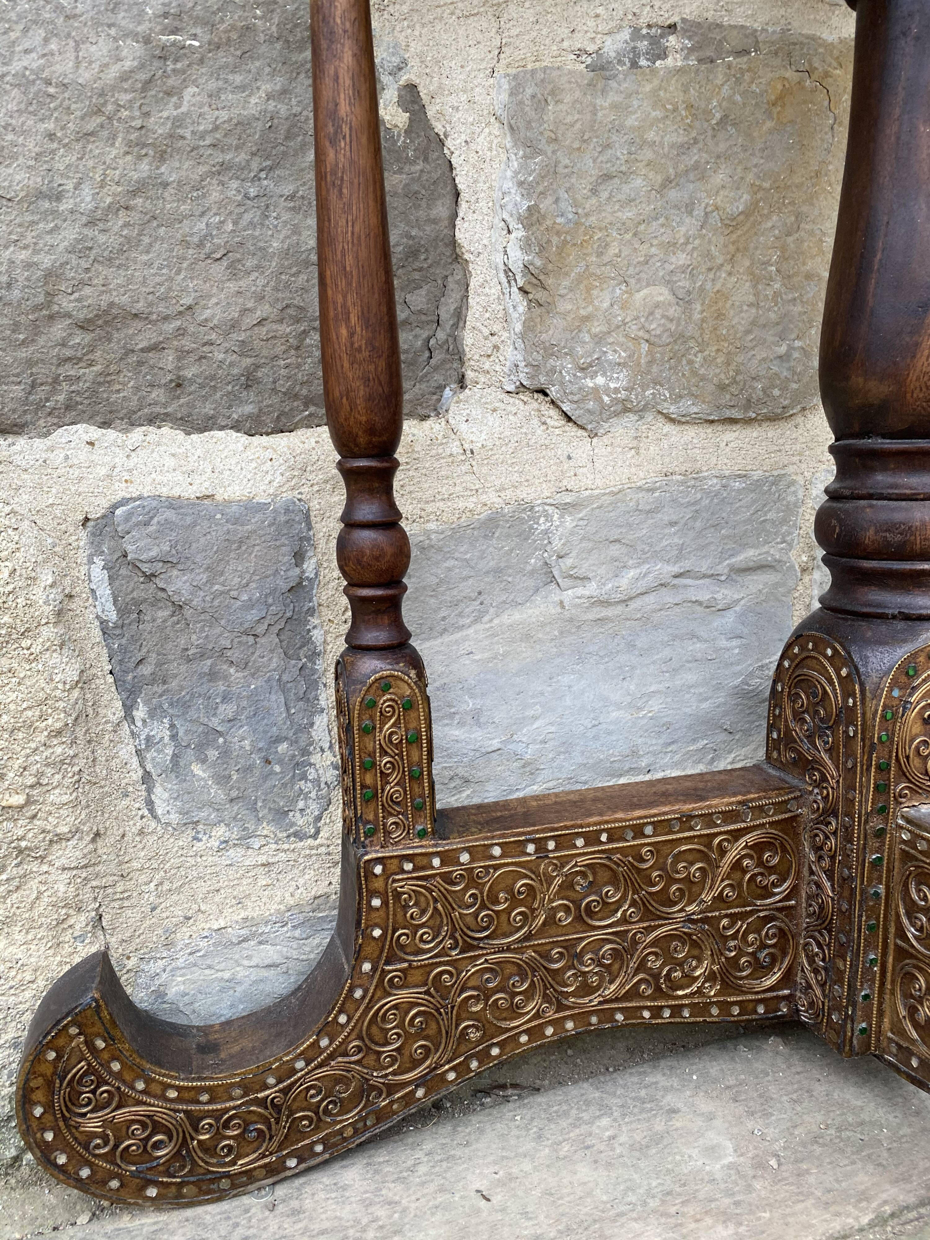 Console half moon carved wood 1970