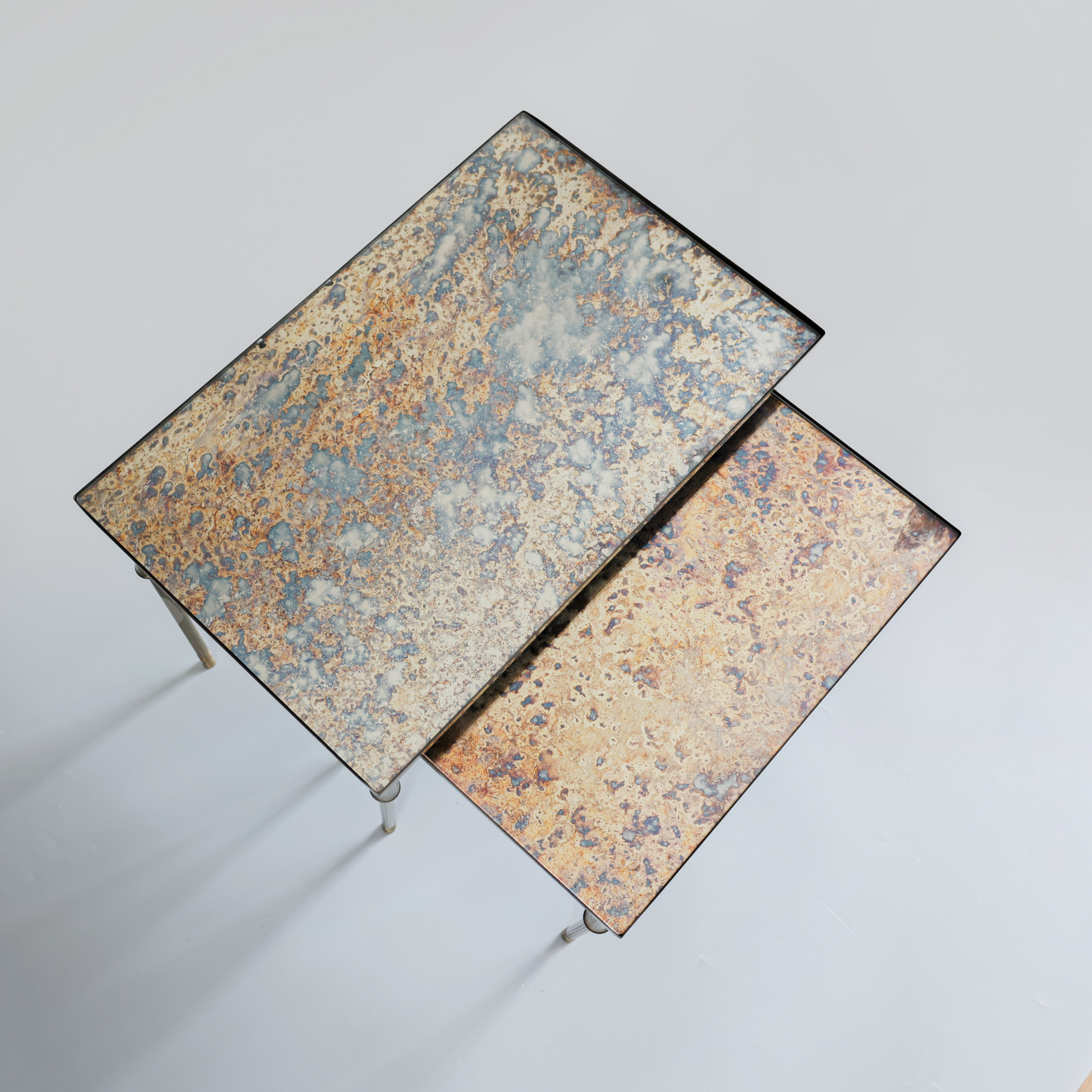 Églomisé glass nesting tables in neoclassical style, Belgium, 1960s