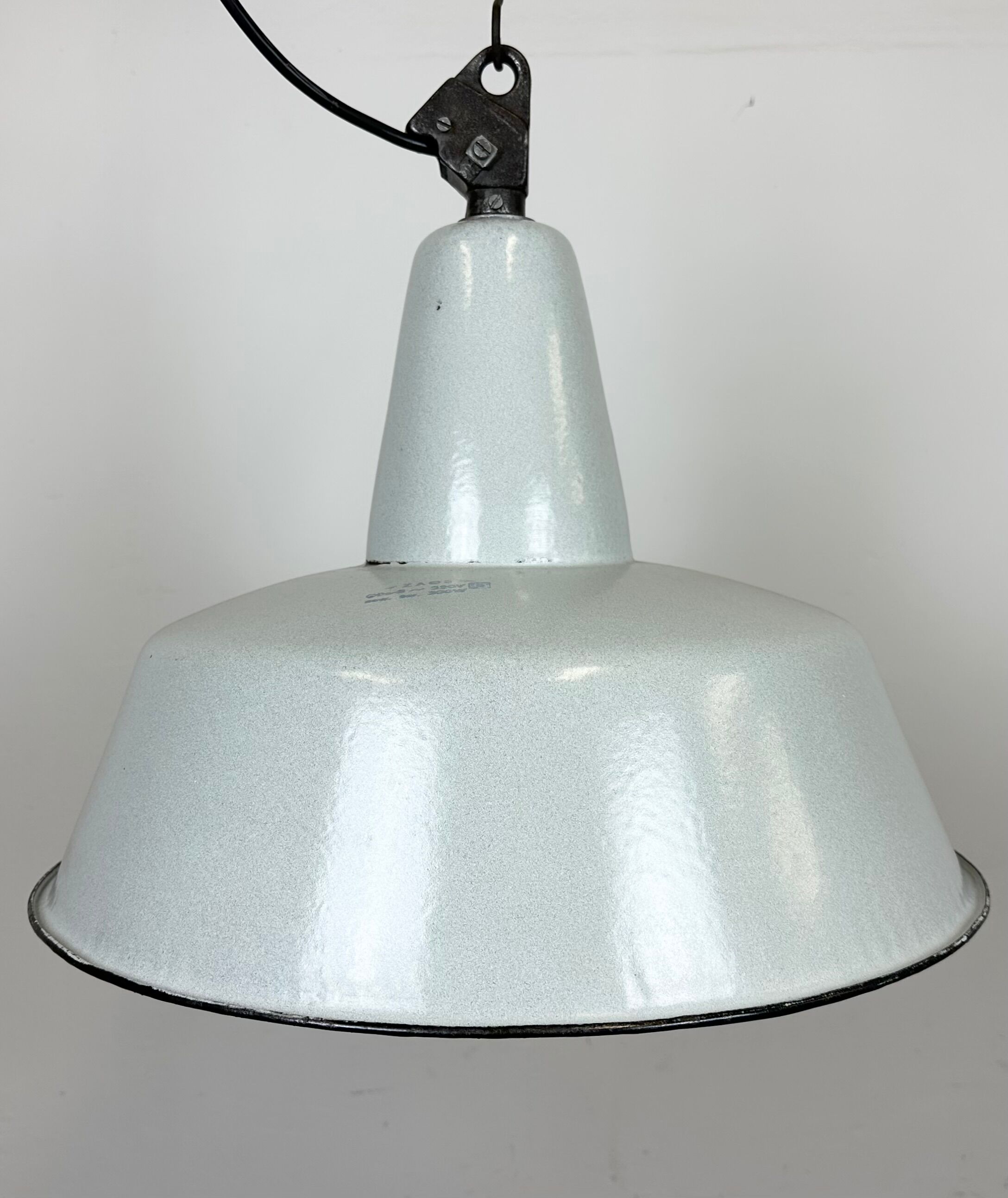 Industrial Grey Enamel Factory Pendant Lamp from Zaos, 1960s