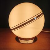 Bedside lamp living room art deco glass ecru chrome border globe