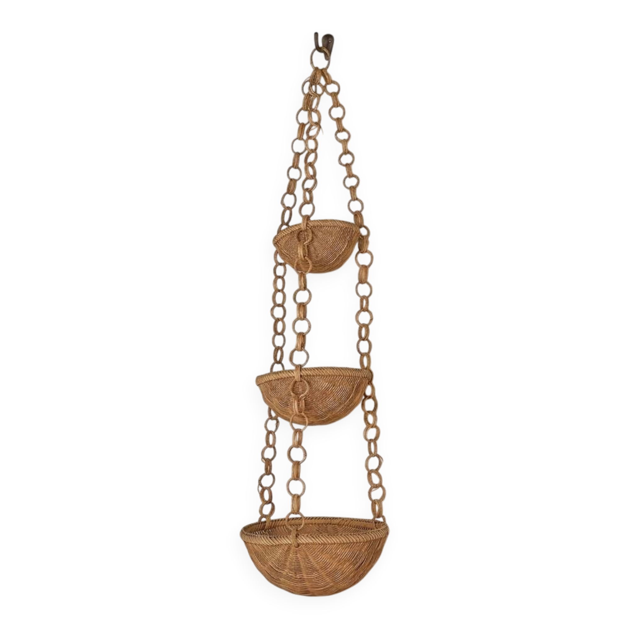 Panier suspendu tressé vintage