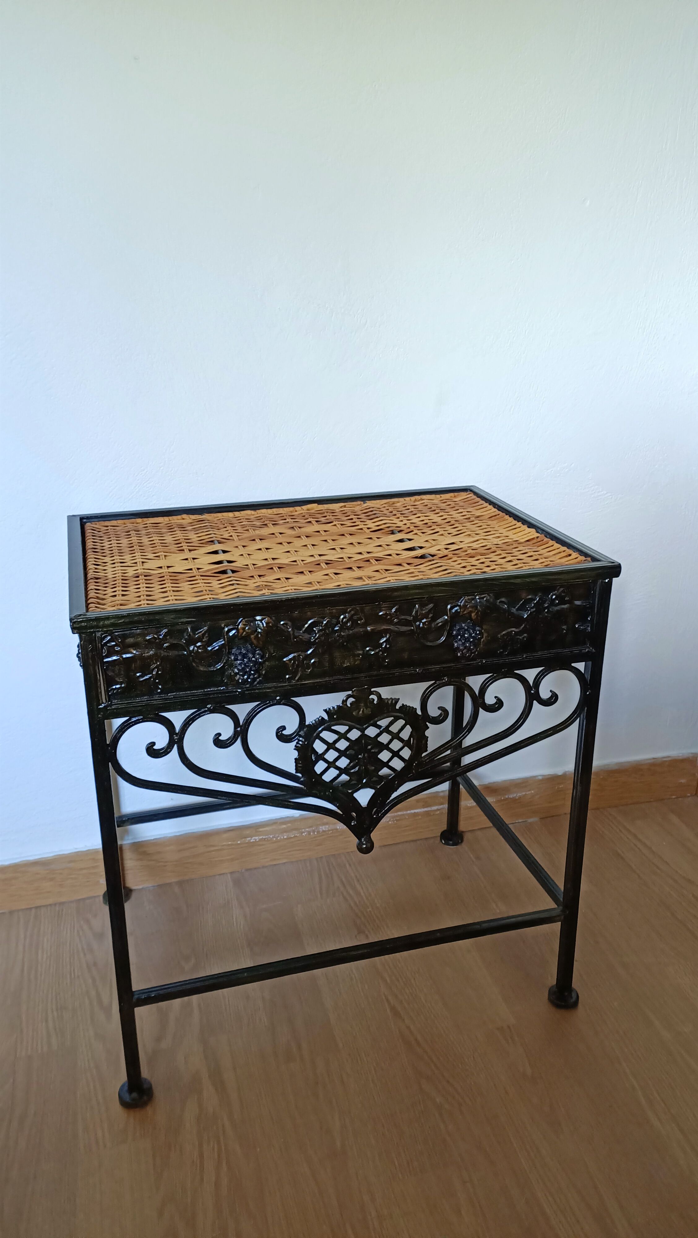 Metal and rattan bedside