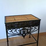 Metal and rattan bedside