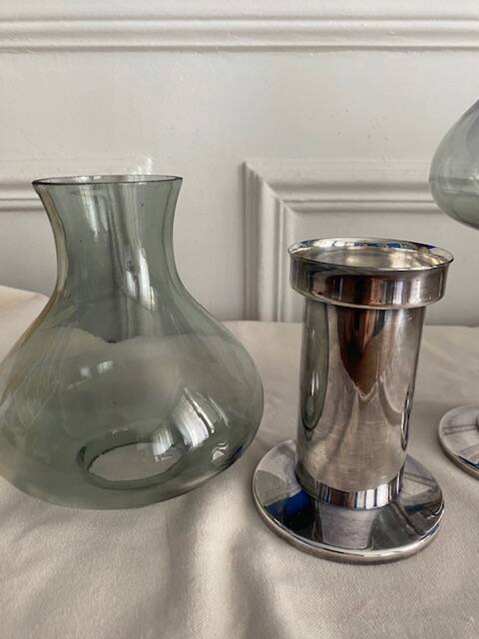 Glass and silver-plated metal photophores Cohr Denmark