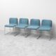 Set of 4 vintage metal and blue fabric chairs, 1970s modernist