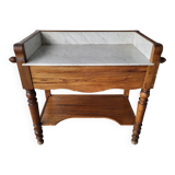 Ancienne table de toilette coiffeuse en marbre et bois massif