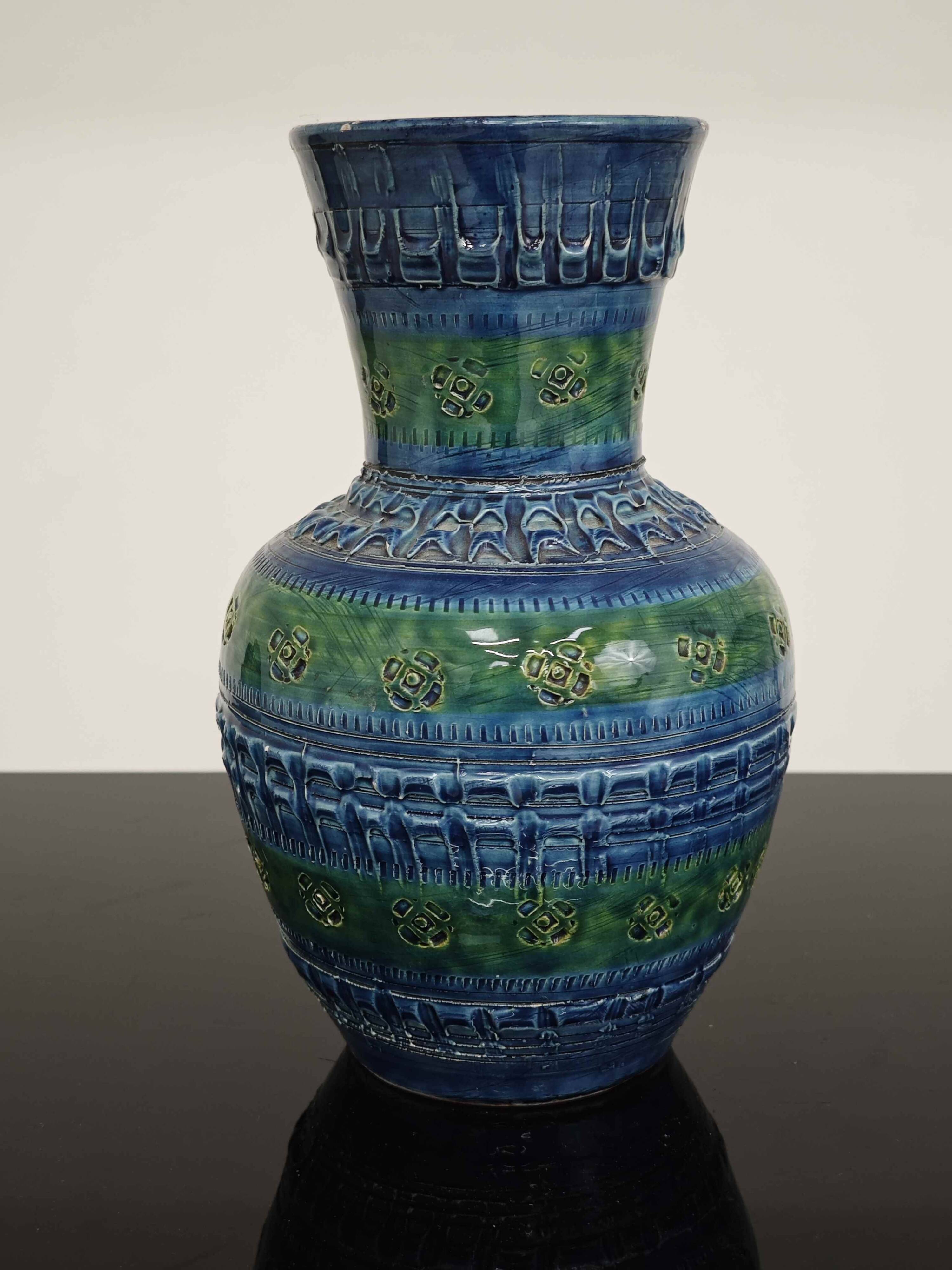 Vase by Aldo Londi for Bitossi 20th century blue background