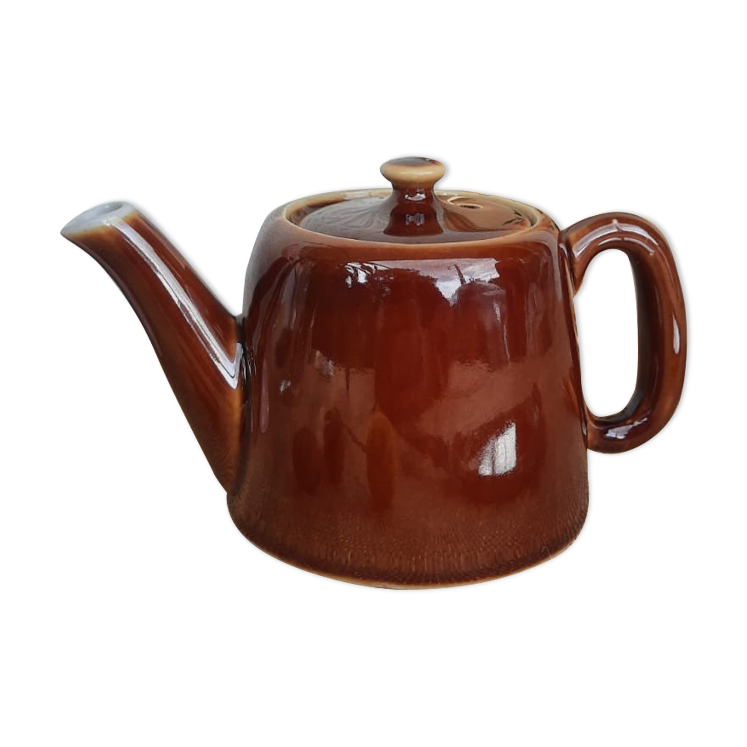 Brown ceramic teapot - vintage
