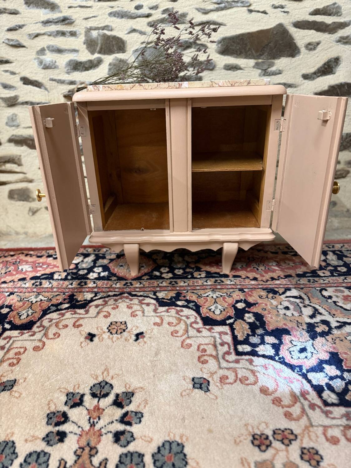 Beautiful pastel pink art deco bedside table